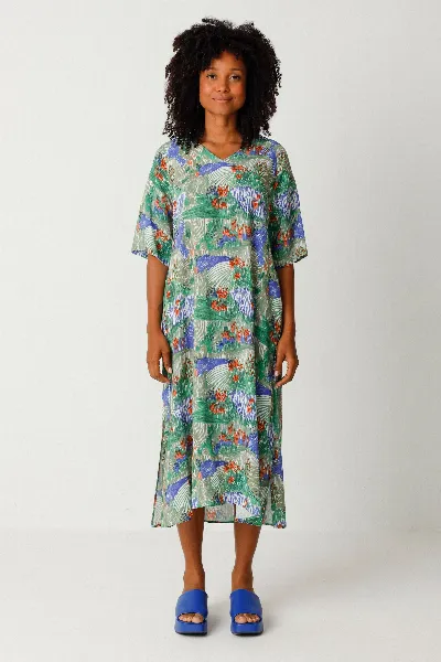 SKFK SKFK Damen vegan Kleid Kora Mehrfarbig Grün/Blau