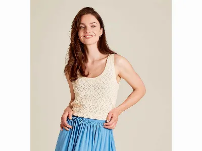 tranquillo tranquillo Bio-Damen-Strick-Top mit Ajour-Spitze, soft white,