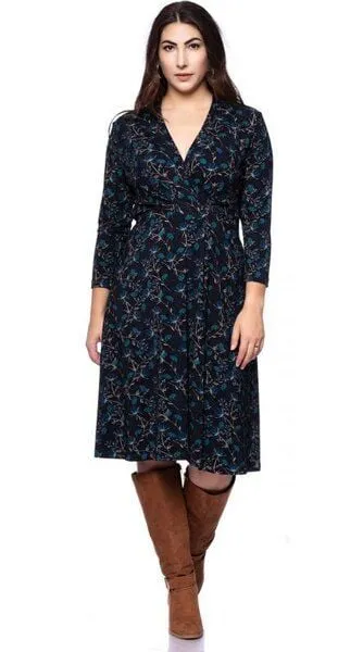 Ingoria Ingoria EDDA knielanges Kleid mit Wickel-Ausschnitt