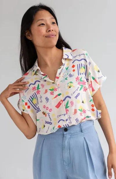 TWOTHIRDS TWOTHIRDS Damen vegan Bluse Hurissalo Chiringuito Druck