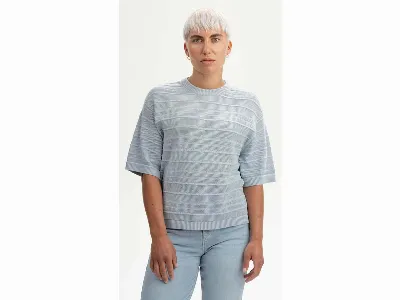 MELA MELA Bio-Damen-Strick-T-Shirt AROHI strukturiert, cloudy blue,