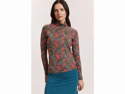 tranquillo tranquillo Bio-Damen-Langarmshirt 'Chiaraa' mit Soft-Rollkragen, paisley,