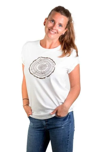 Life-Tree Life-Tree Shirt aus Biobaumwolle Fairwear für Damen Treeslice in Washed White