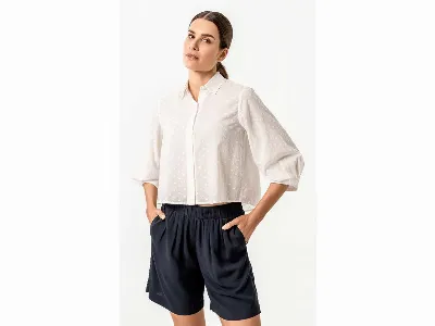Living Crafts Living Crafts Bio-Damen-Bluse AGNEETHA kurz geschnitten, offwhite,