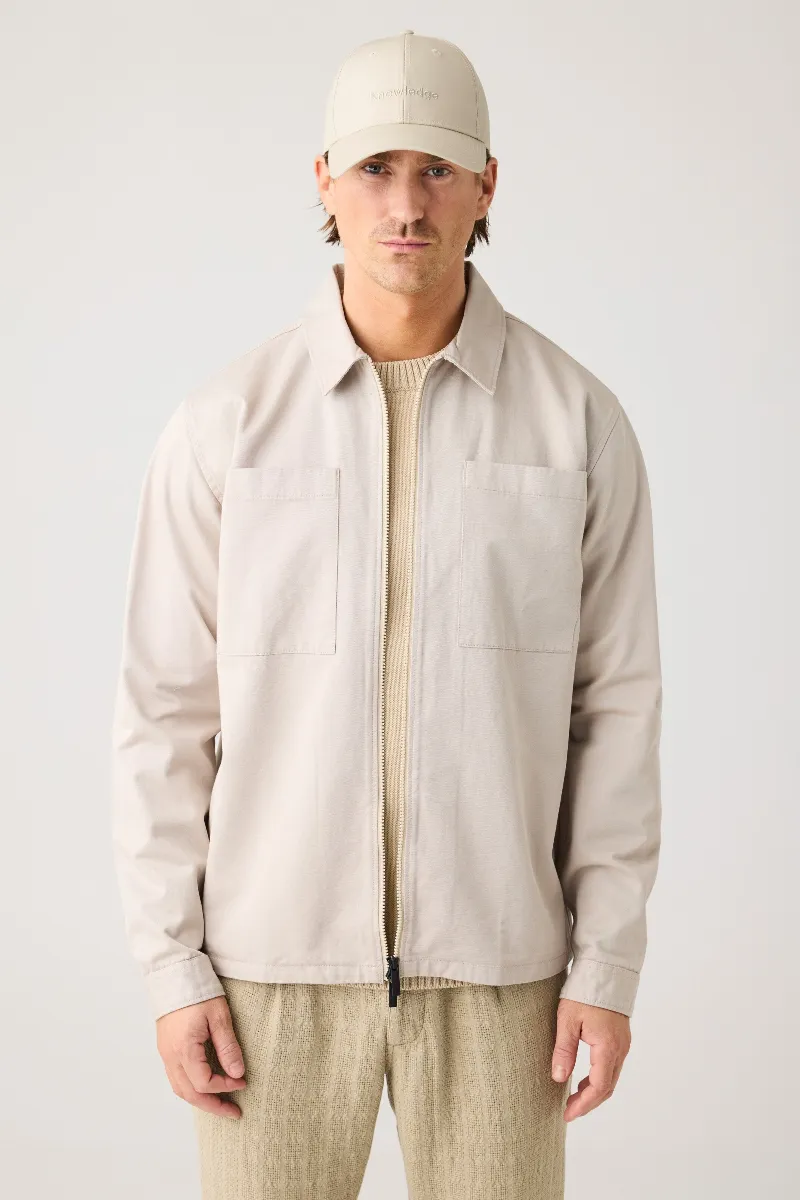 KnowledgeCotton Apparel KnowledgeCotton Apparel Herren vegan Zip Overshirt Twill Light Feather Gray