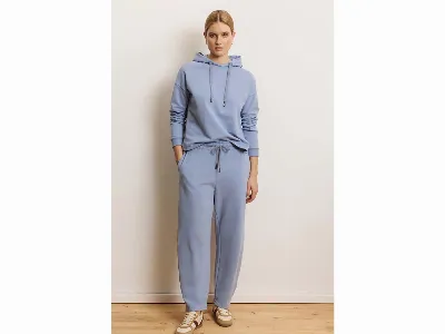 tranquillo tranquillo Bio-Damen-Jogginghose 'Ziskaa' mit Barrel-Leg-Silhouette, tempest blue,