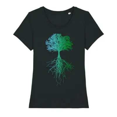 roots of compassion roots of compassion Baum T-Shirt bio & fair & vegan - taillierter Schnitt - Wurzeln, Natur