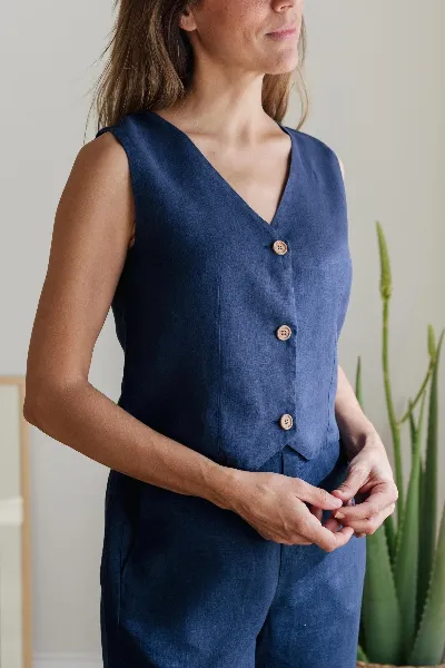 TWOTHIRDS TWOTHIRDS Damen vegan Weste Ukonkivi Blaue Nacht