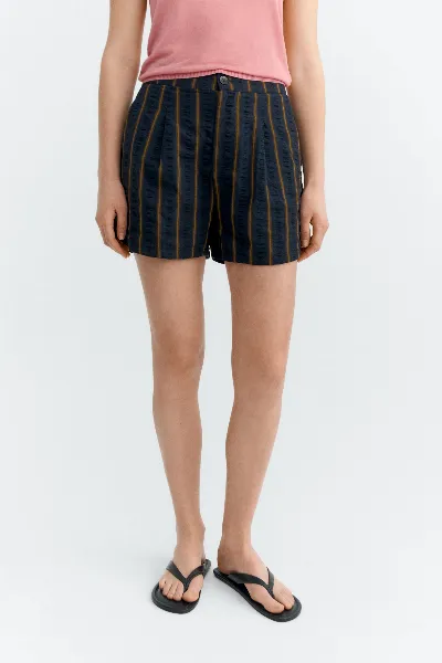 thinking mu Thinking MU Damen vegan Shorts Seersucker Gestreift Navy