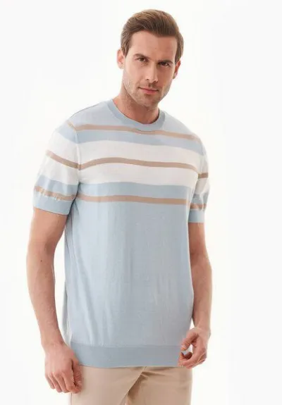 ORGANICATION ORGANICATION Feinstrick-T-Shirt aus Bio-Baumwolle mit Streifen