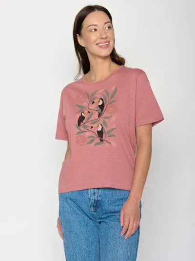 GreenBomb GREENBOMB Tucan Flower Nova - Kastiges T-Shirt aus Bio-Baumwolle / hochwertiger Print / GOTS / Fair & Vegan