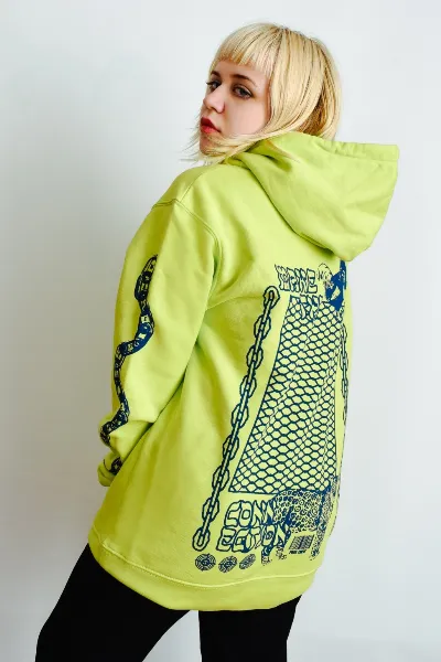 Plant Faced Clothing Plant Faced Clothing Damen vegan Make The Connection Hoodie - Limegroen