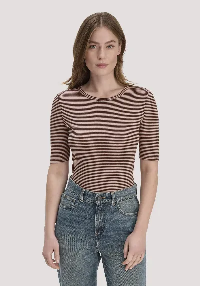 hessnatur hessnatur Damen Softrib Streifen T-Shirt Fitted aus Bio-Baumwolle und TENCEL™ Modal - rosa