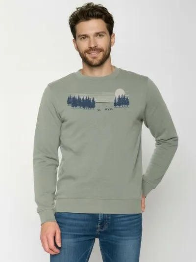 GreenBomb GREENBOMB Deer Lines Wild - Gemütliches Sweatshirt aus Bio-Baumwolle / hochwertiger Print / GOTS / Fair & Vegan