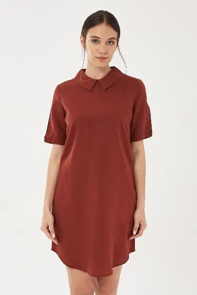 ORGANICATION ORGANICATION Damen vegan Kleid Leinen Mix Kragen