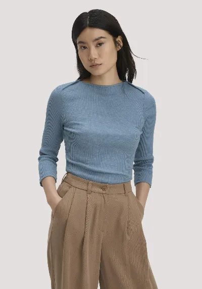 hessnatur hessnatur Damen Boatneck Shirt Slim aus Bio-Baumwolle - blau