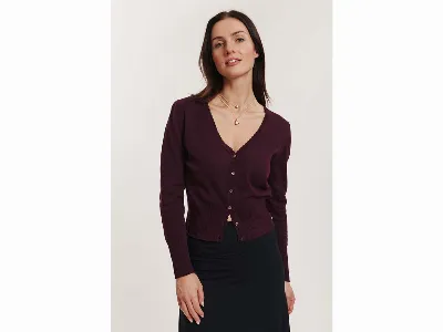tranquillo tranquillo Bio-Damen-Cardigan 'Linaa' mit Zierkanten am V-Ausschnitt, winetasting,