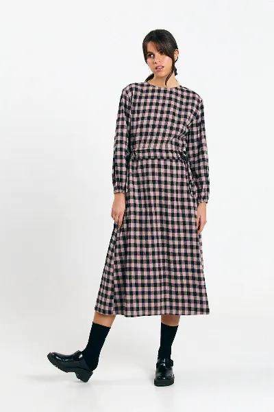 SUITE13LAB SUITE13LAB Damen vegan Kleid Ota Check Schwarz Ecru