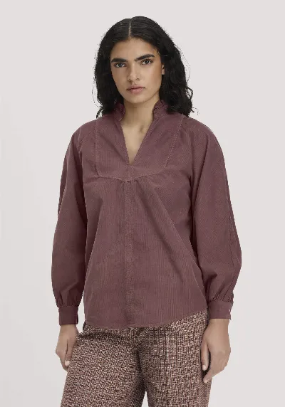 hessnatur hessnatur Damen Cord-Bluse Regular aus Bio-Baumwolle - rot