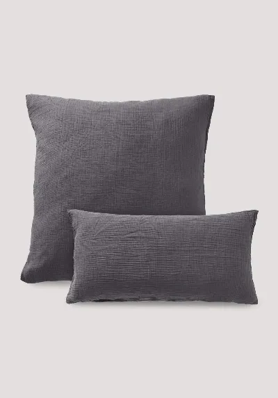 hessnatur hessnatur Musselin Kissenbezug aus Bio-Baumwolle - grau - Größe 80x80 cm