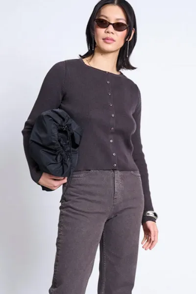 JAN N JUNE JAN 'N JUNE Damen vegan Strickjacke Glimt Dunkel