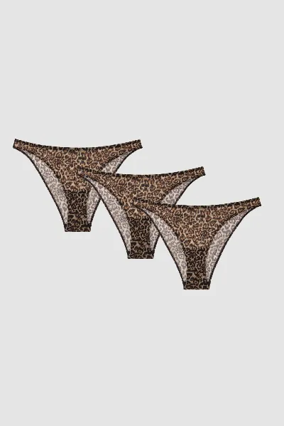Understatement Understatement Damen vegan Multipack 3x Bikini Slips Mesh Leopard