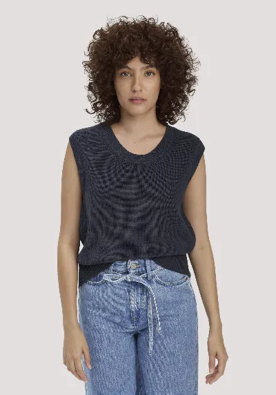 hessnatur hessnatur Damen Strick Top Regular aus Bio-Baumwolle - blau