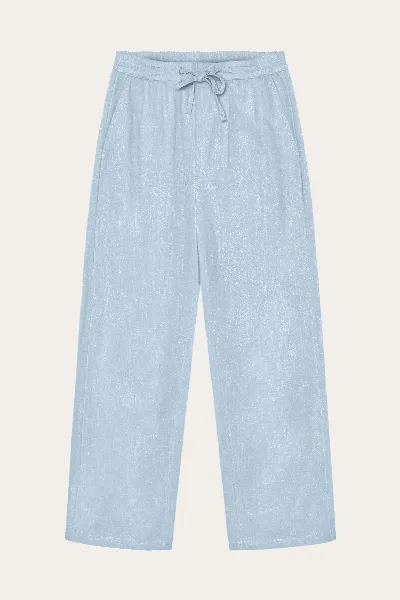 KnowledgeCotton Apparel KnowledgeCotton Apparel Damen vegan Hose Posey Weit Satin Skyway Blau