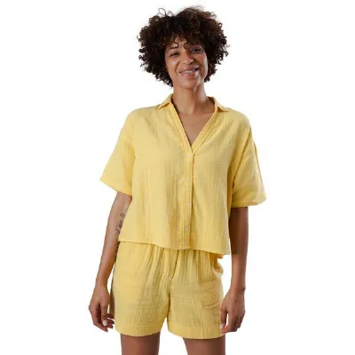 Brava Fabrics Brava Fabrics Kurzarm-Bluse Bubble Cropped Blouse
