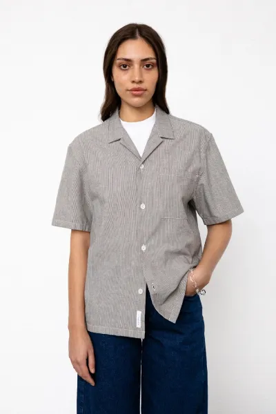 Rotholz Rotholz Damen vegan Hemd Bowling Grau Gestreift