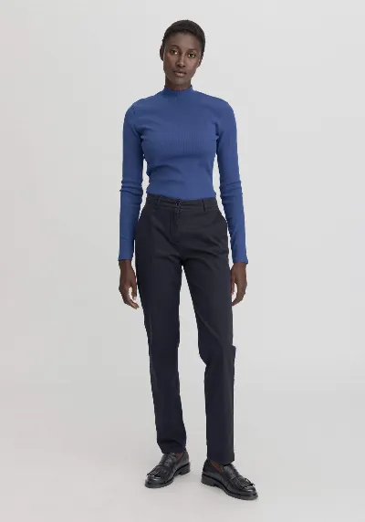 hessnatur hessnatur Damen Chino Straight Leg Regular aus Bio-Baumwolle - blau
