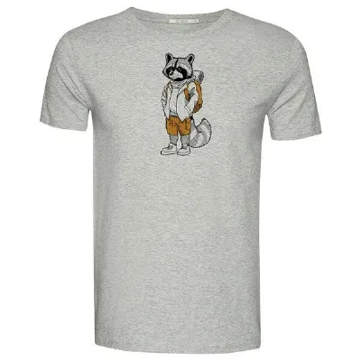 GreenBomb GREENBOMB Print T-Shirt Animal Raccoon Hike Guide