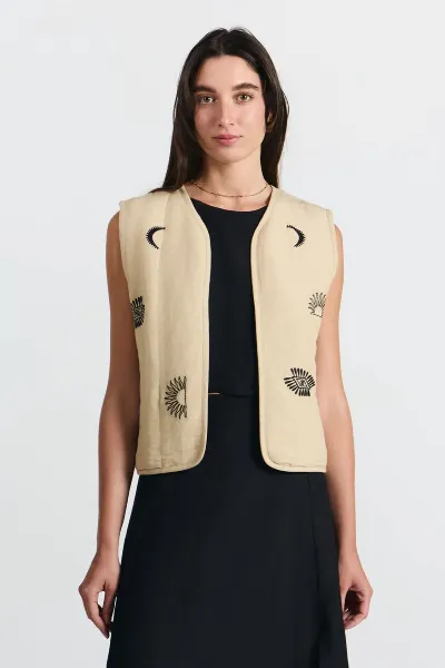 SUITE13LAB SUITE13LAB Damen vegan Weste Aneto Stickerei