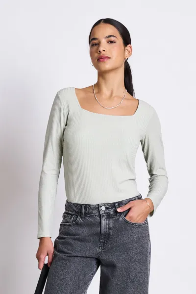 JAN N JUNE JAN 'N JUNE Damen vegan Langarmshirt Mit Rundhalsausschnitt Fria Vintage Spitze