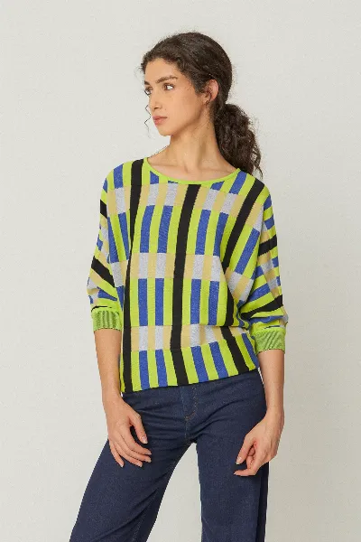 SKFK SKFK Damen vegan Pullover Naike Mehrfarbig Blau/Grün