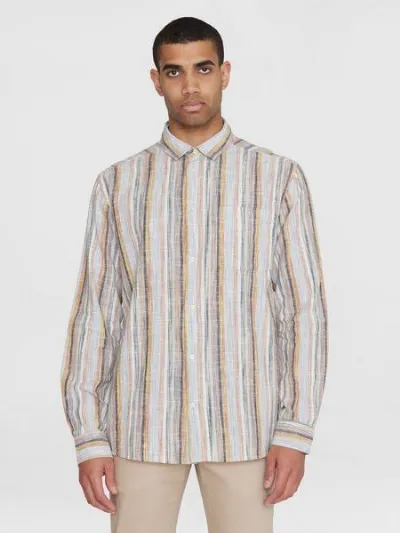 KnowledgeCotton Apparel KnowledgeCotton Apparel Loose Fit Streifen Leinen HEMD
