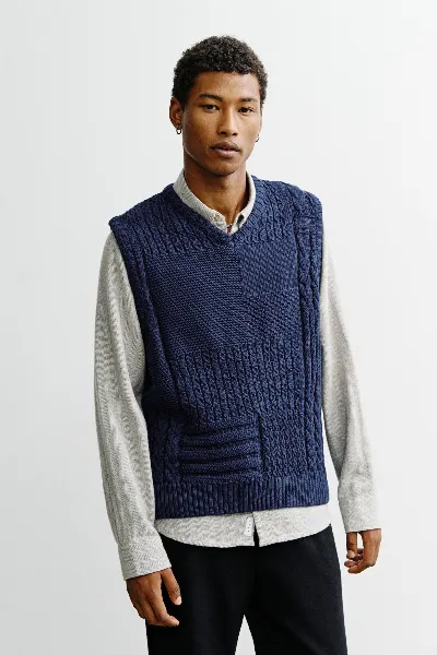 Rotholz Rotholz Herren vegan Gestrickte Weste Im Patchwork-Stil, Dunkel