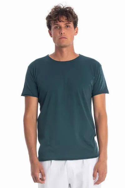 RAVENS VIEW IBIZA RAVENS VIEW IBIZA Herren vegan T-Shirt Runder Wilder Ausschnitt Ozeanblau