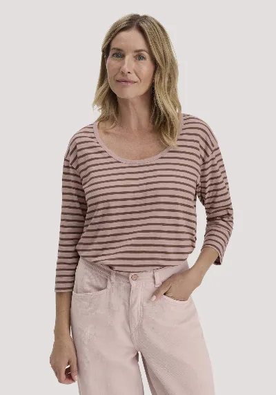 hessnatur hessnatur Damen Light Slub Streifen Longsleeve Relaxed aus Bio-Baumwolle - rosa