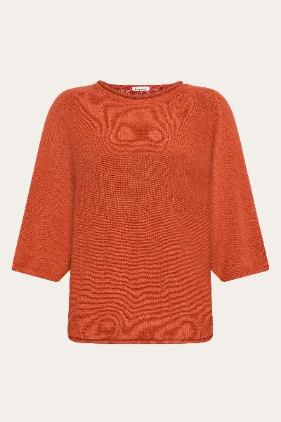 KnowledgeCotton Apparel KnowledgeCotton Apparel Damen vegan Strickoberteil Bat Sleeve Burnt Brick