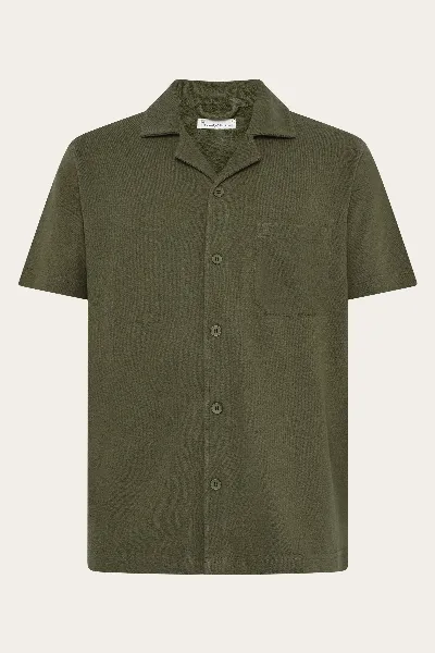 KnowledgeCotton Apparel KnowledgeCotton Apparel Herren vegan Kurzarmhemd Relaxed Bouclé Burned Olive