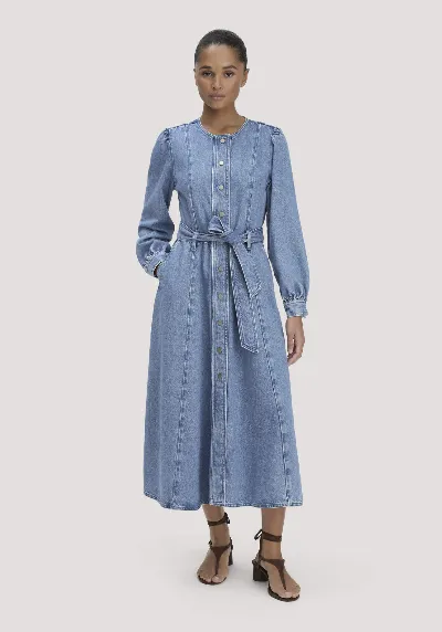 hessnatur hessnatur Damen Jeanskleid Regular Midi aus Bio-Baumwolle und TENCEL™ Lyocell - blau