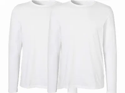 Neutral Neutral 2er-Pack Bio-Herren-Langarmshirt mit Rundhalsausschnitt, weiß,