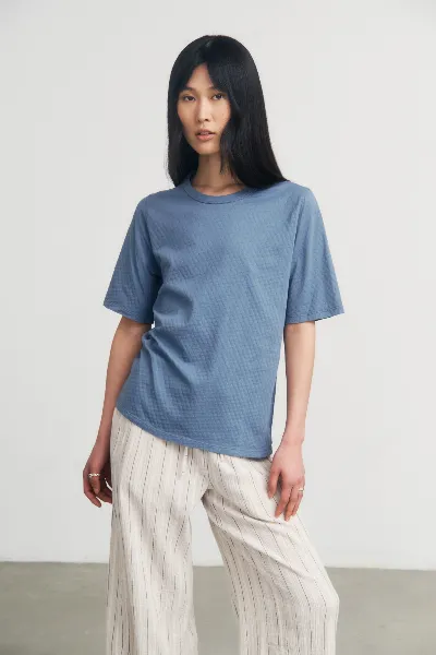 Rotholz Rotholz Damen vegan T-Shirt Textured Stone Blue