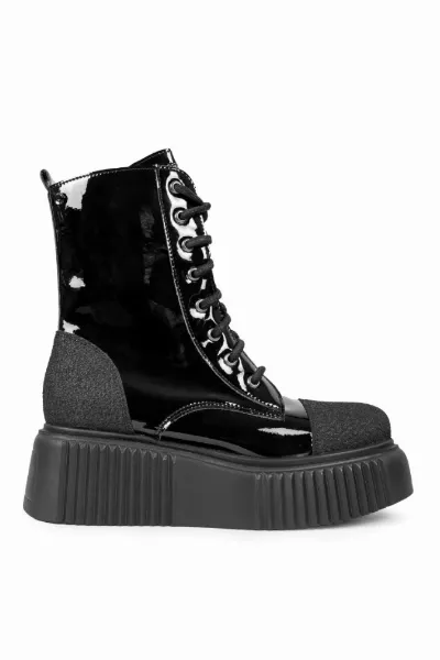  Altercore Damen vegan Stiefel Dalia Schwarz Lack