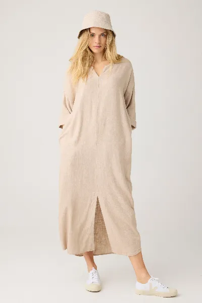 KnowledgeCotton Apparel KnowledgeCotton Apparel Damen vegan Kleid V-Ausschnitt Light Feather Gray
