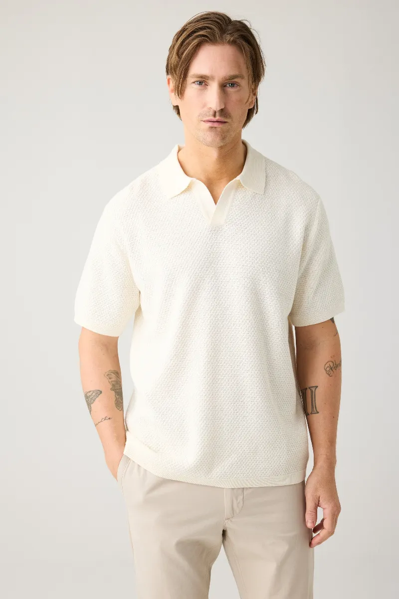 KnowledgeCotton Apparel KnowledgeCotton Apparel Herren vegan Polohemd Gestrickt Reiher