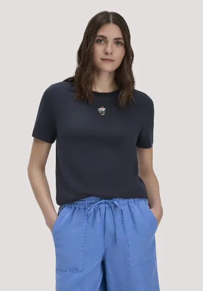 hessnatur hessnatur Damen Print T-Shirt Relaxed aus Bio-Baumwolle - blau