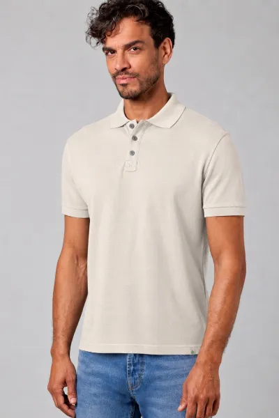 HempAge Hempage Herren vegan Polohemd Aus Piqué Jersey Distel