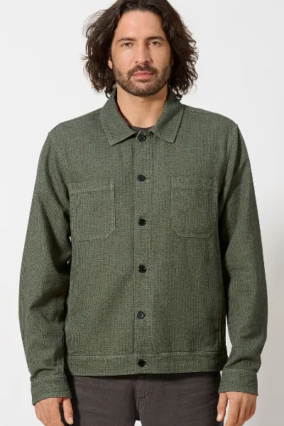 HempAge Hempage Herren vegan Jacke Mit Hahnentrittmuster Farbe Moos